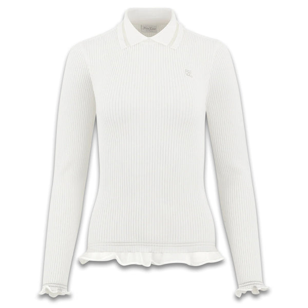 Fairliar Lace Collar Liv Knit Golf Polo White - FW23 Women