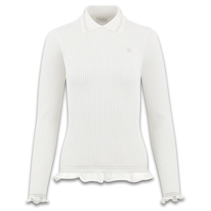 Fairliar Lace Collar Liv Knit Golf Polo White - FW23 Women
