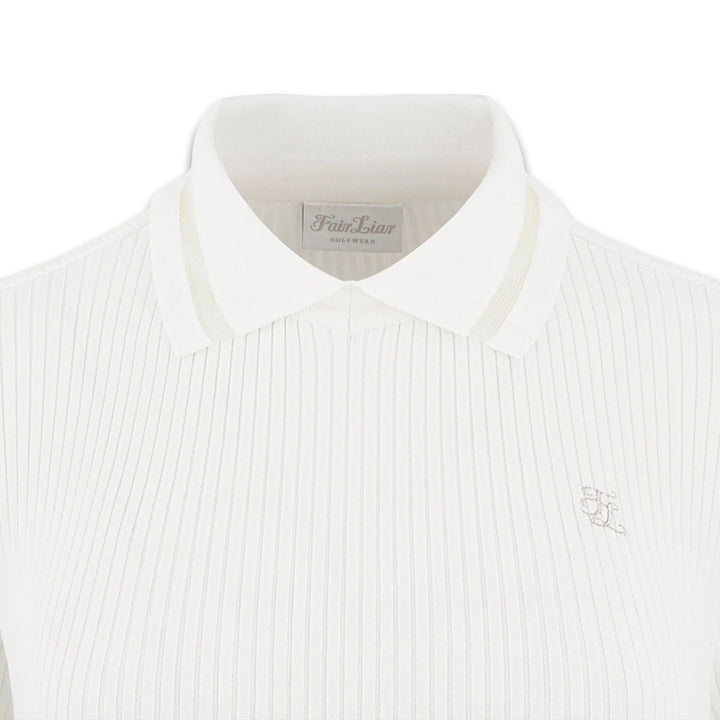 Fairliar Lace Collar Liv Knit Golf Polo White - FW23 Women