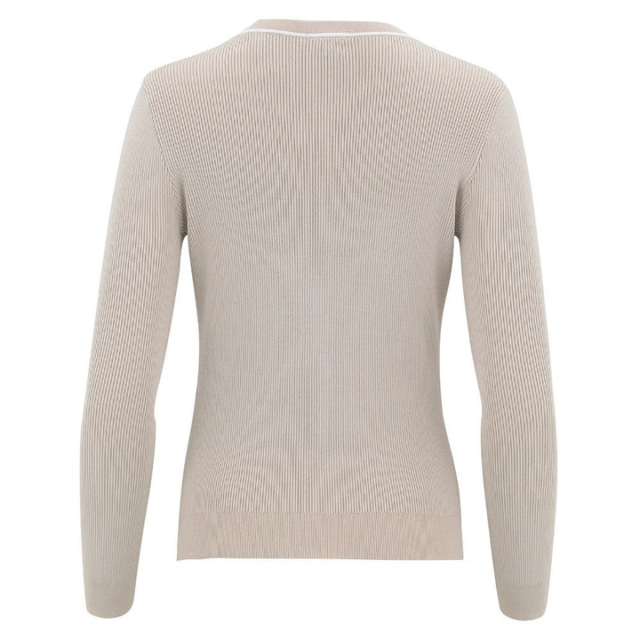 Fairliar Point Color Ribbed Golf Cardigan Beige - FW23 Women