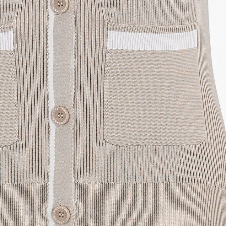 Fairliar Point Color Ribbed Golf Cardigan Beige - FW23 Women