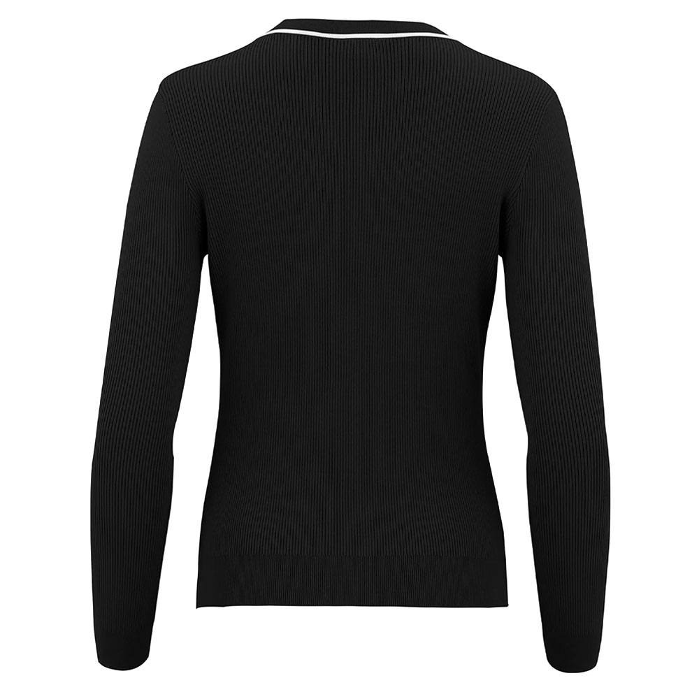 Fairliar Point Color Ribbed Golf Cardigan Black - FW23 Women