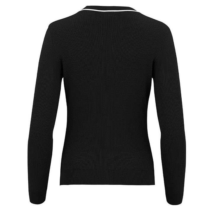 Fairliar Point Color Ribbed Golf Cardigan Black - FW23 Women