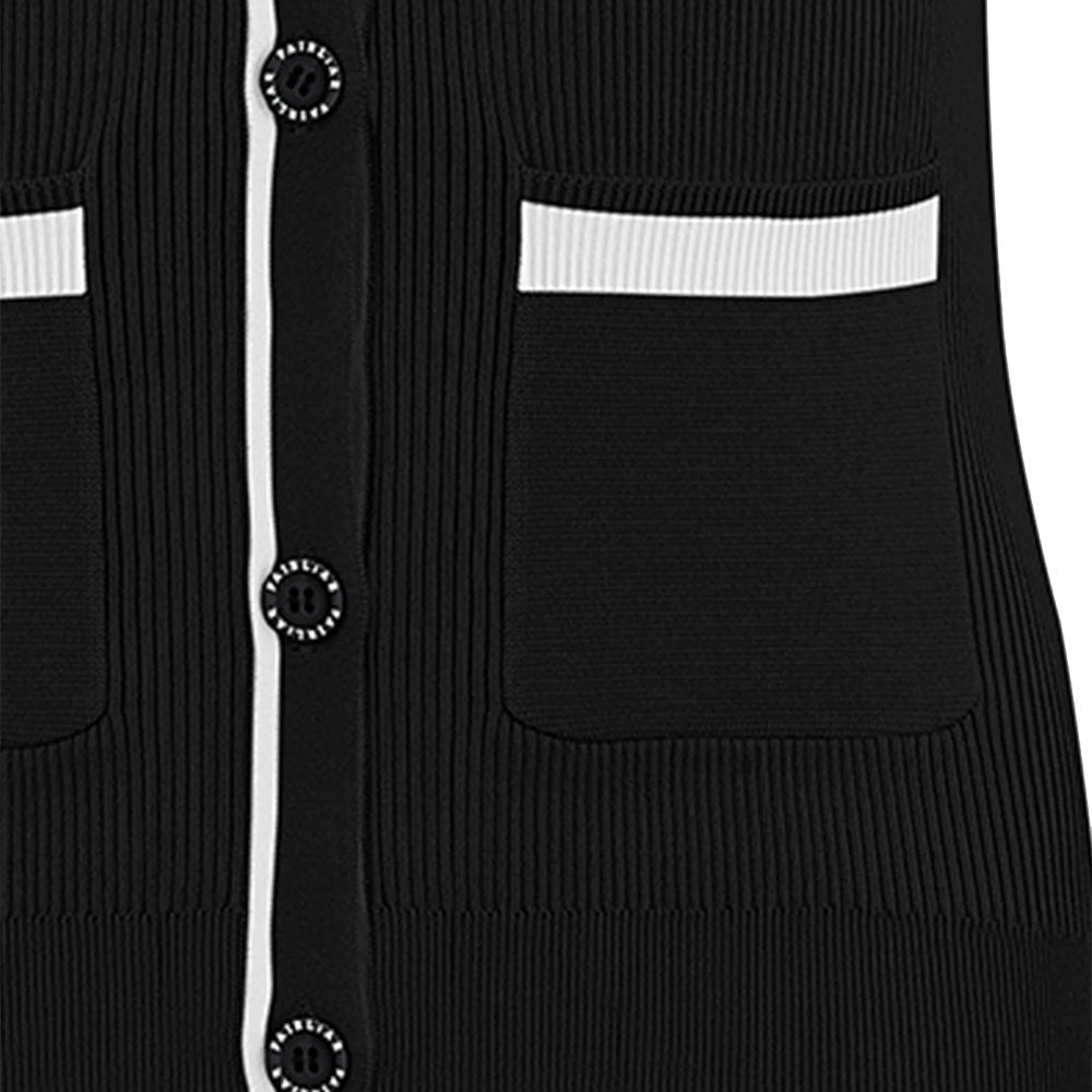 Fairliar Point Color Ribbed Golf Cardigan Black - FW23 Women