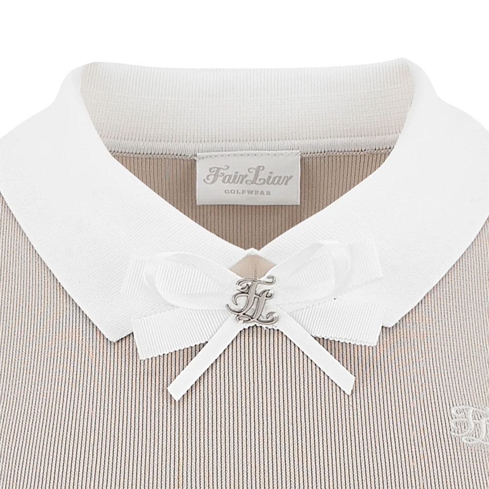 Fairliar Ribbon Collar Point Knit Golf Polo 2023 Women