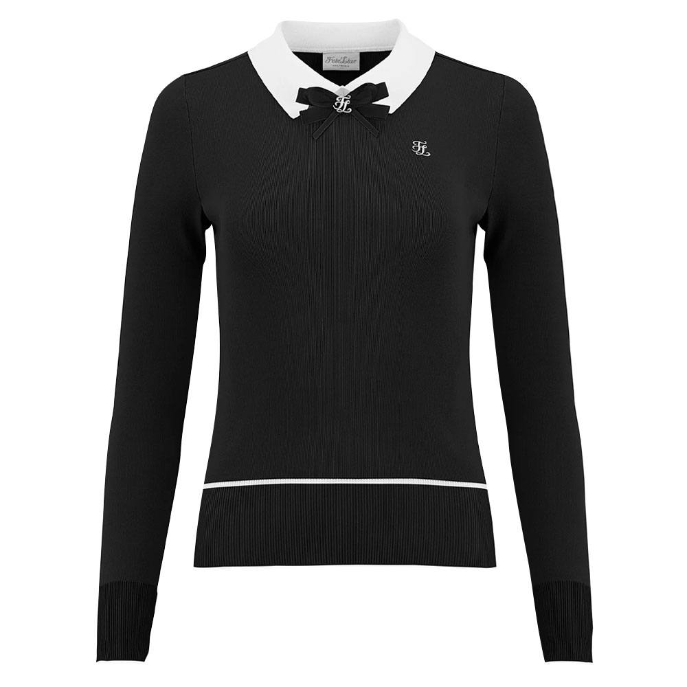 Fairliar Ribbon Collar Point Knit Golf Polo 2023 Women