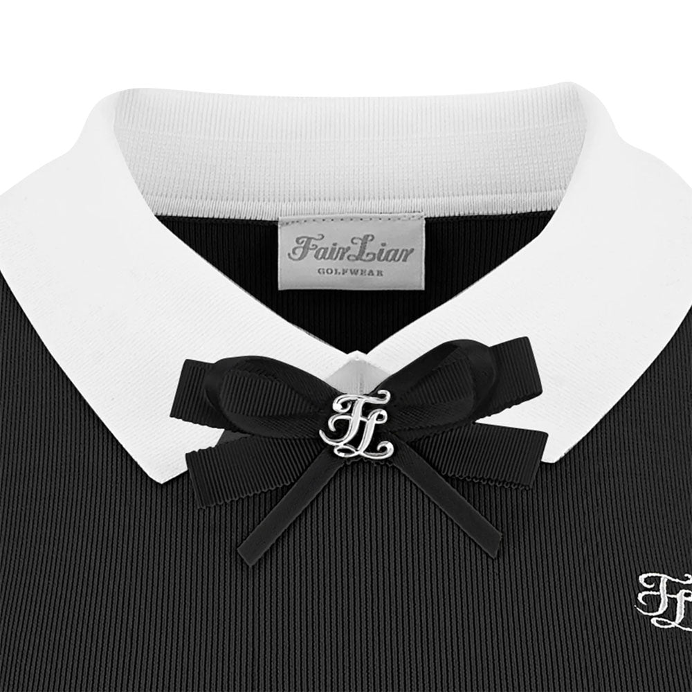 Fairliar Ribbon Collar Point Knit Golf Polo 2023 Women