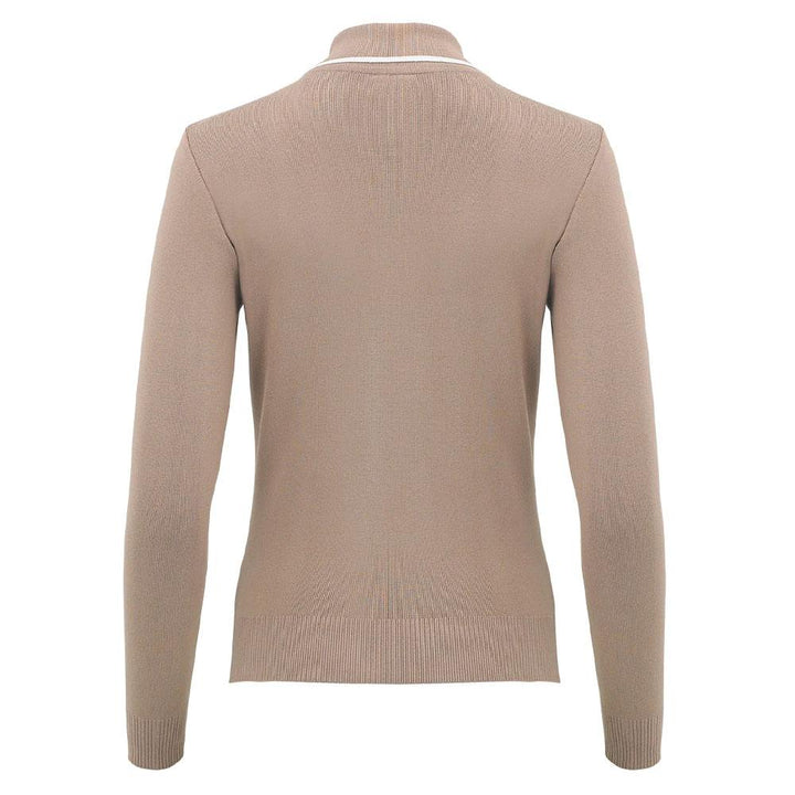 Fairliar Slim Line Detailed Collar Live Knit Golf Polo Beige - FW23 Women