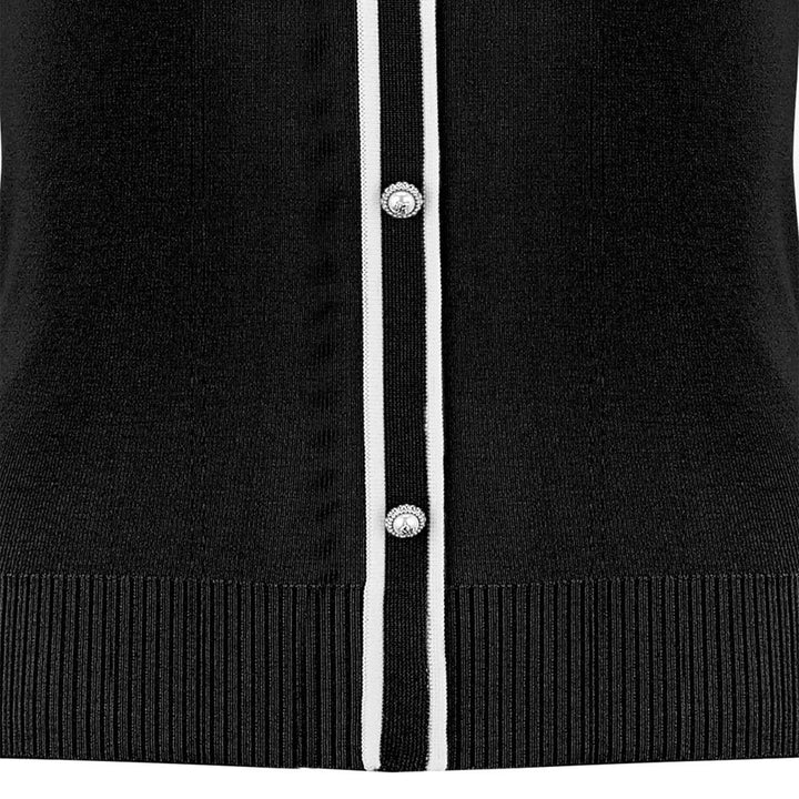 Fairliar Slim Line Collar Live Knit Golf Polo Black - FW23 Women