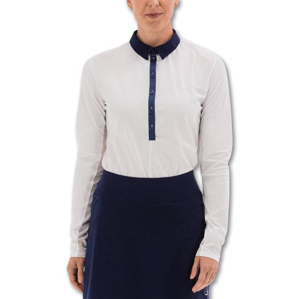 Foray Golf All New Core Longsleeve Golf Polo White/Navy - 23 Women