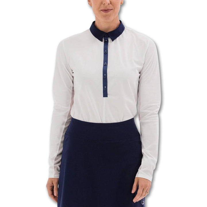 Foray Golf All New Core Longsleeve Golf Polo White/Navy - 23 Women