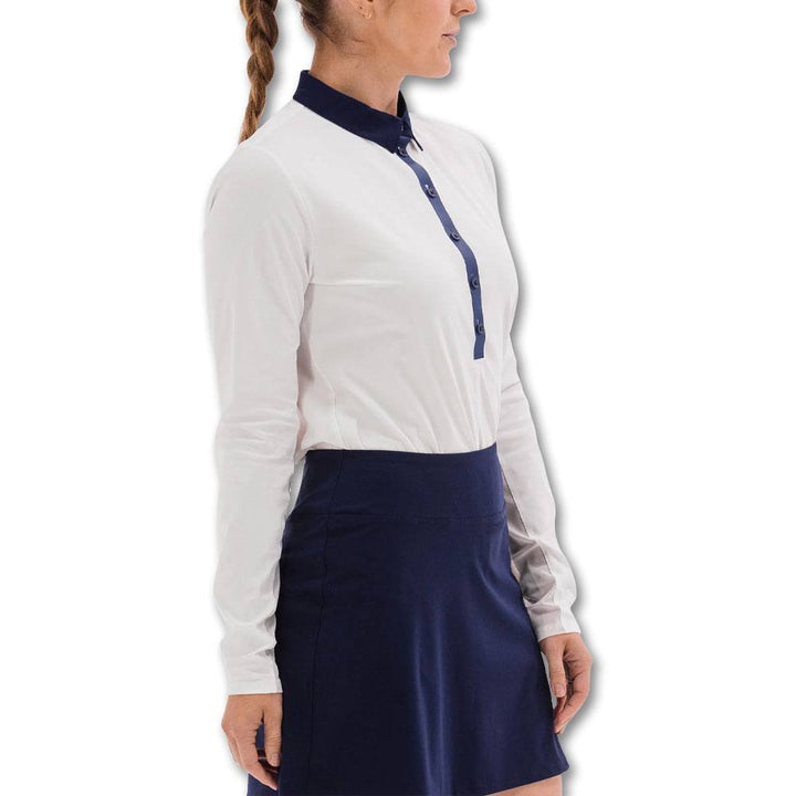 Foray Golf All New Core Longsleeve Golf Polo White/Navy - 23 Women
