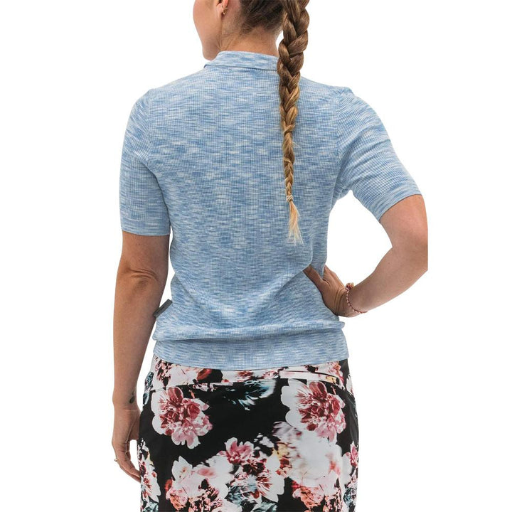 Foray Golf Space Dye Shortsleeve Knit Golf Polo Melange Blue - 23 Women
