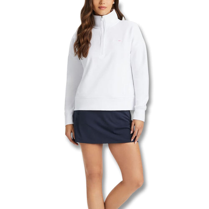 Gfore I Hate French Terry Quarter Zip Golf Pullover Snow - SP24 Women