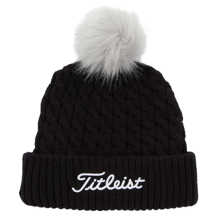 Titleist Cable Knit Pom Pom Golf Beanie Black/White - 23 Men