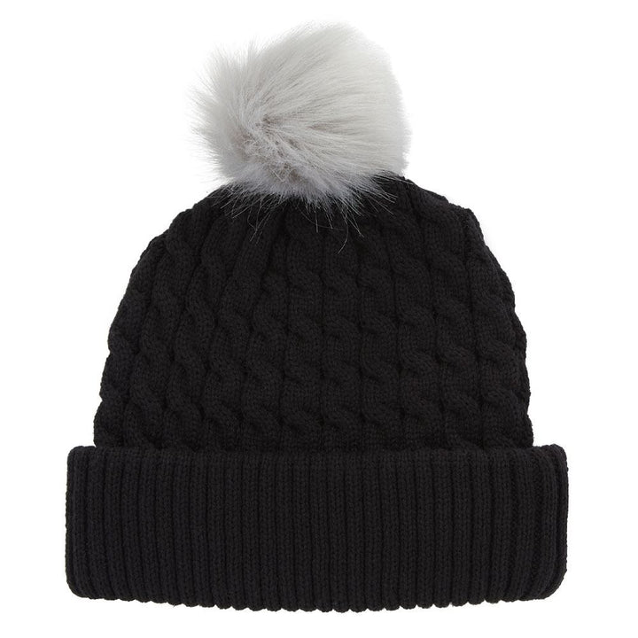 Titleist Cable Knit Pom Pom Golf Beanie Black/White - 23 Men