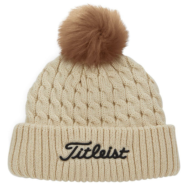 Titleist Cable Knit Pom Pom Golf Beanie Bone/Black - 23 Men