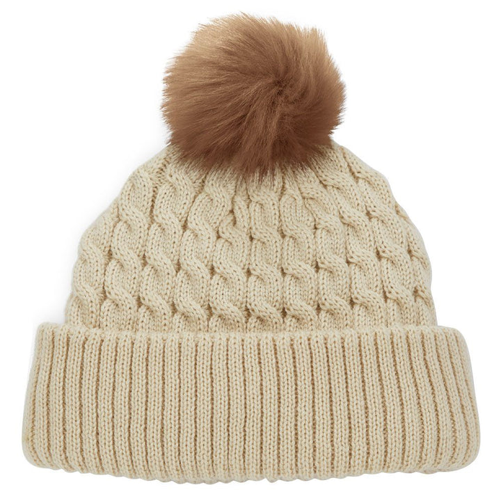 Titleist Cable Knit Pom Pom Golf Beanie Bone/Black - 23 Men