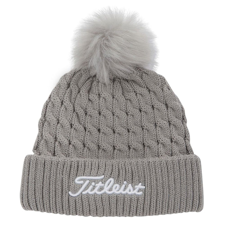 Titleist Cable Knit Pom Pom Golf Beanie Gray/White - 23 Men