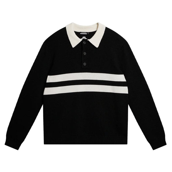 J.Lindeberg Patrik Rugby Knit Golf Polo Black - WI23