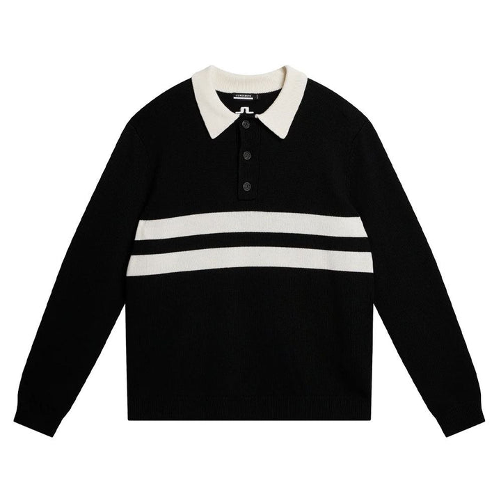 J.Lindeberg Patrik Rugby Knit Golf Polo Black - WI23