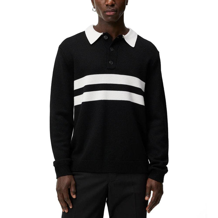 J.Lindeberg Patrik Rugby Knit Golf Polo Black - WI23