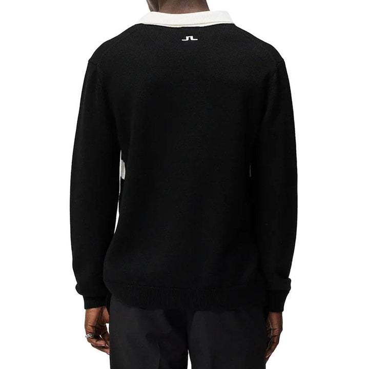 J.Lindeberg Patrik Rugby Knit Golf Polo Black - WI23