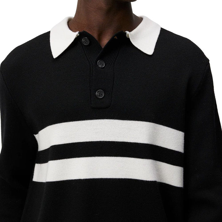 J.Lindeberg Patrik Rugby Knit Golf Polo Black - WI23
