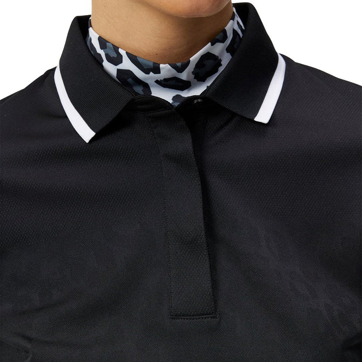 J.Lindeberg Cecile Jacquard Golf Polo Black - WI23 Women