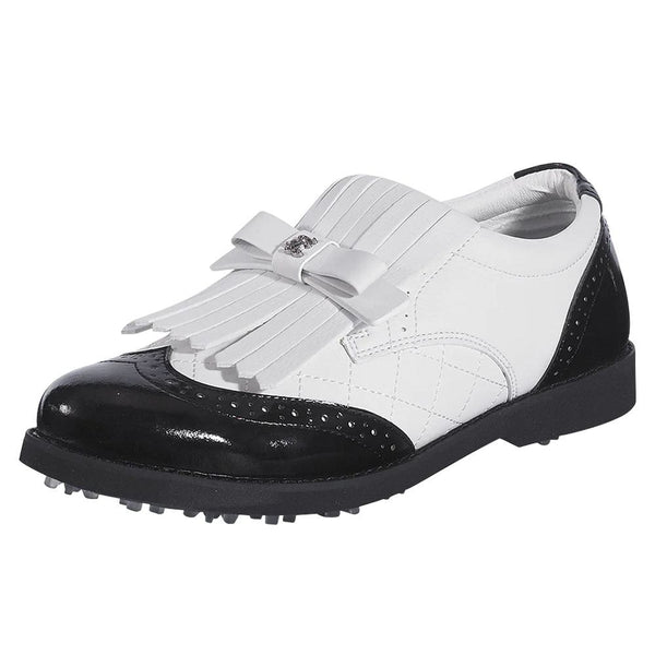 Fairliar Ribbon Tassel Loafers Spikeless Golf Shoes Black - 24 Women