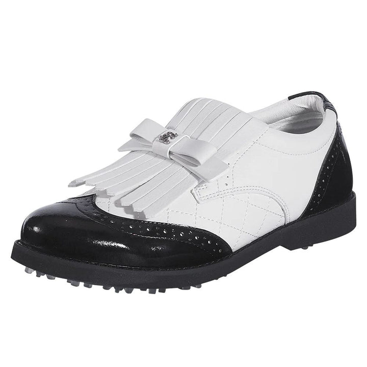 Fairliar Ribbon Tassel Loafers Spikeless Golf Shoes Black - 24 Women