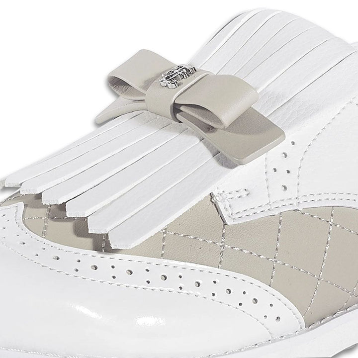 Fairliar Ribbon Tassel Loafers Spikeless Golf Shoes White - 24 Women