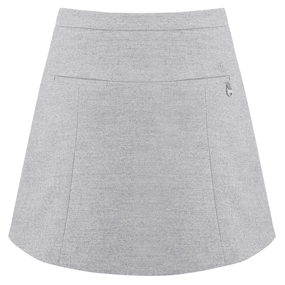 Fairliar High-Waist-A-line Fleece Golf Skirt Gray - FW24 Women