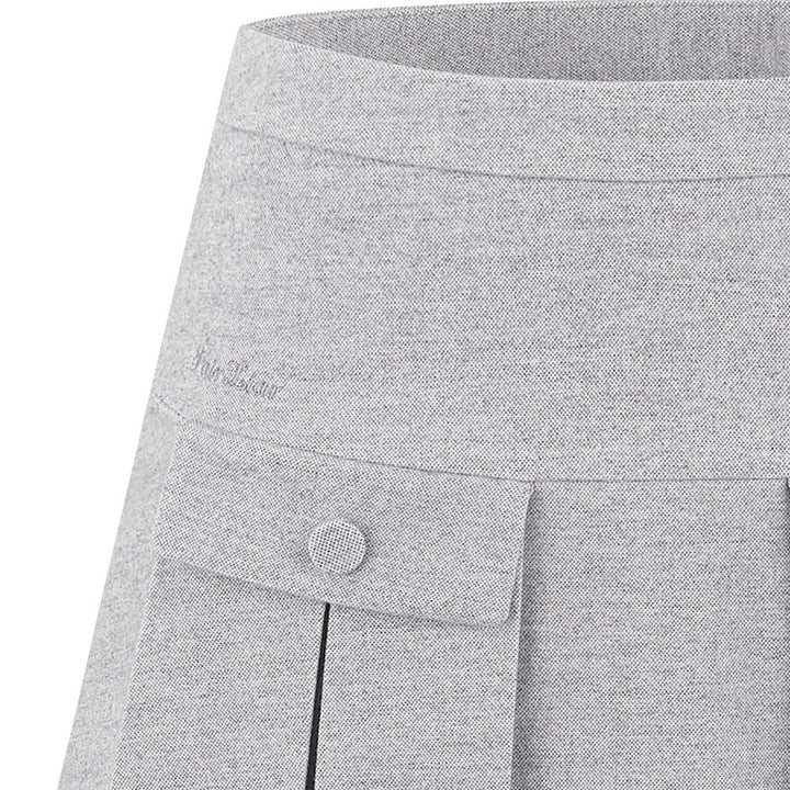 Fairliar High-Waist-A-line Fleece Golf Skirt Gray - FW24 Women