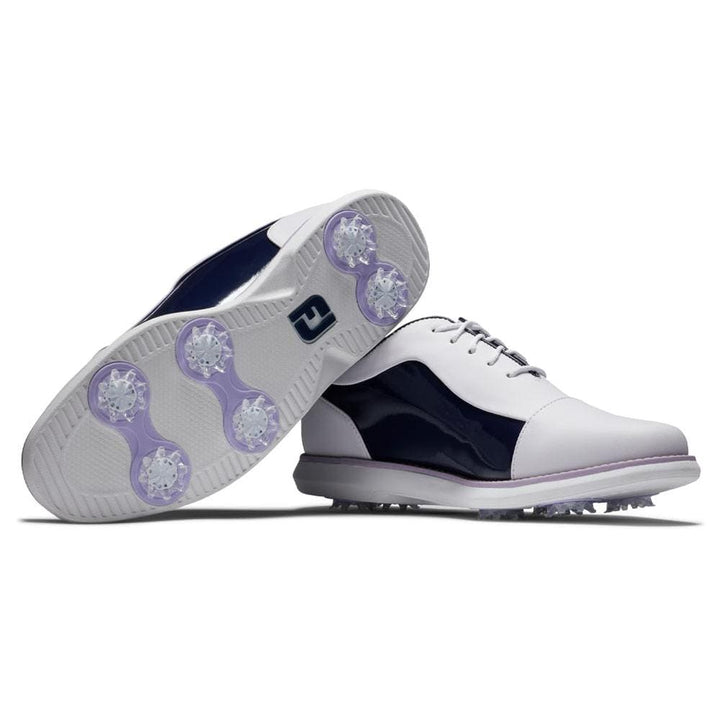 FootJoy Traditions Cap Toe Golf Shoes White/Navy/Purple - 24 Women
