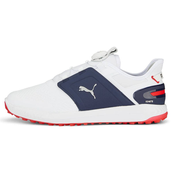 PUMA Ignite Elevate Disc Spikeless Golf Shoes White/Silver/Navy - 24 Men