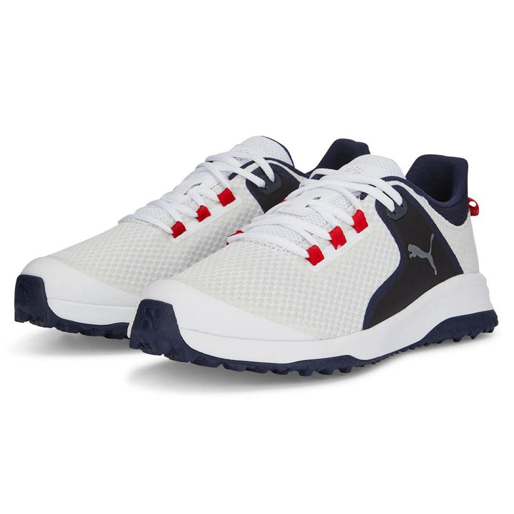 PUMA Fusion Grip Spikeless Golf Shoes White/Silver/Navy - 24 Men