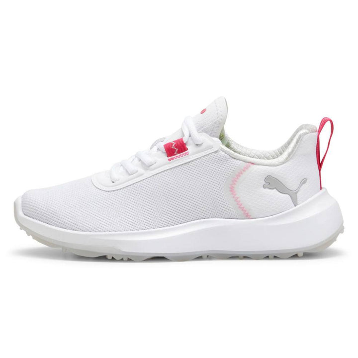 PUMA Fusion Crush Sport Junior Spikeless Golf Shoes White/Garnet Rose - 24 Boys