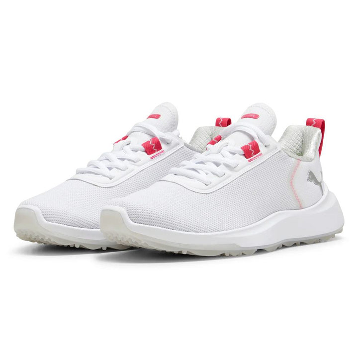 PUMA Fusion Crush Sport Junior Spikeless Golf Shoes White/Garnet Rose - 24 Boys