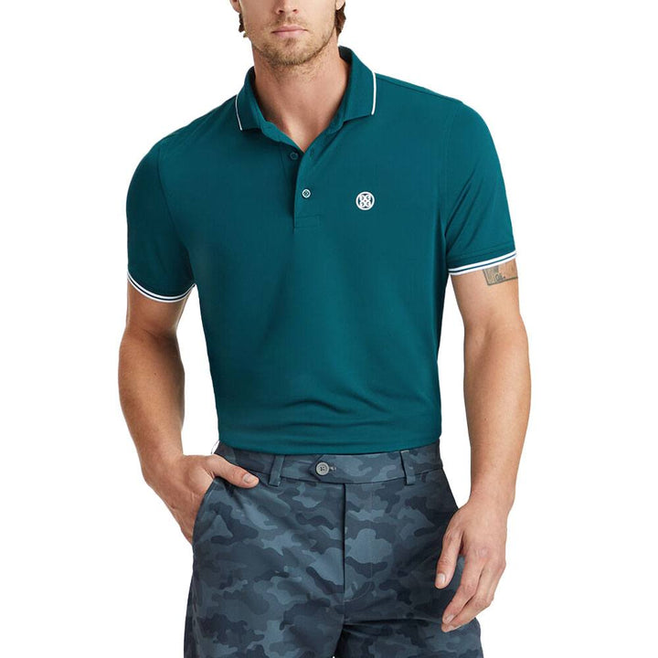 Gfore Rib Collar Tech Pique Golf Polo Spruce - SP24