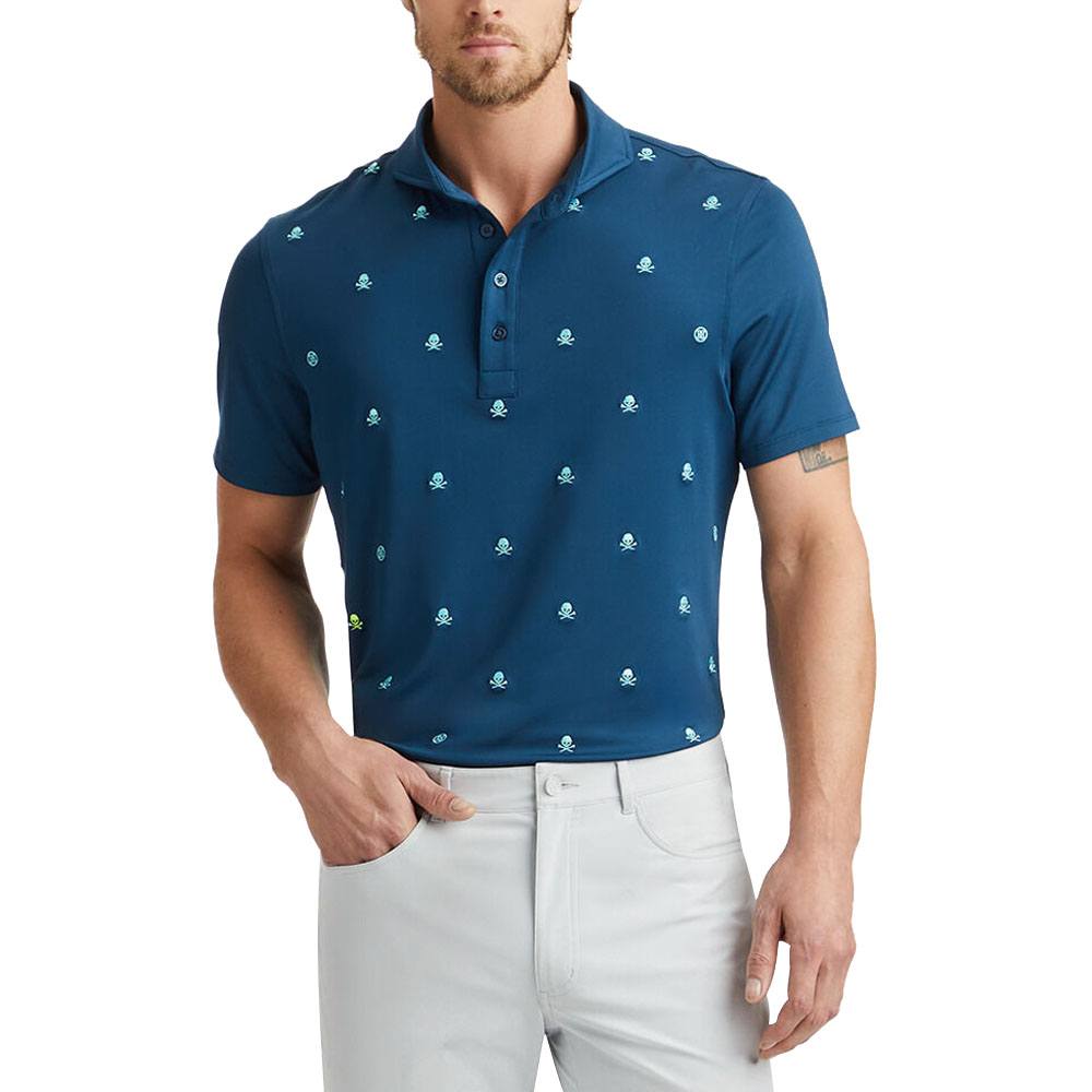 Gfore Embroidered Skull & Tees Tech Jersey Golf Polo Storm - SP24