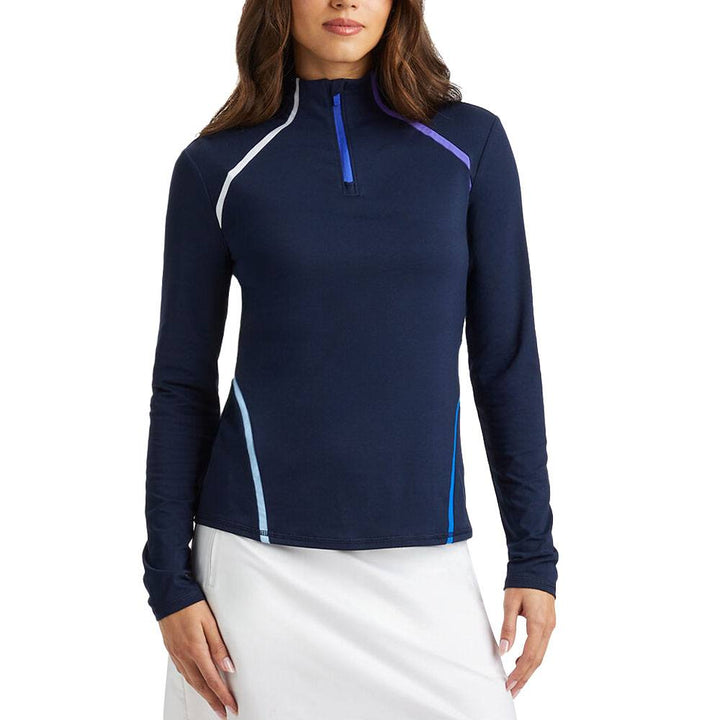 Gfore Colour Block Luxe Staple Quarter Zip Golf Pullover Twilight - SP24 Women