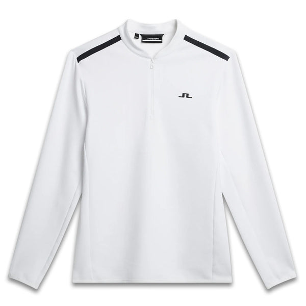 J.Lindeberg Tech Bridge Mid Layer Golf Pullover White - SS24