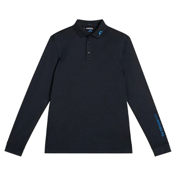 J.Lindeberg Tour Tech Longsleeve Golf Polo Black Melange - SS24