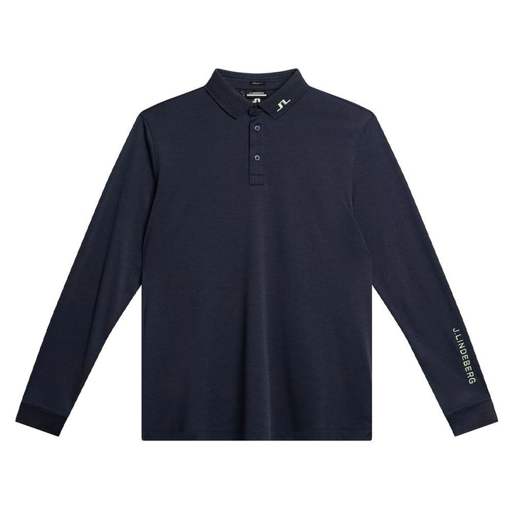 J.Lindeberg Tour Tech Longsleeve Golf Polo Navy Melange - SS24