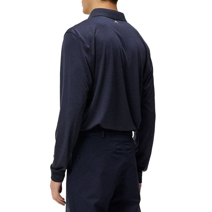 J.Lindeberg Tour Tech Longsleeve Golf Polo Navy Melange - SS24