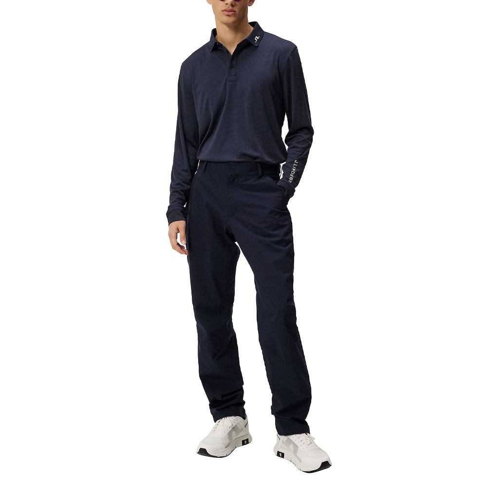 J.Lindeberg Tour Tech Longsleeve Golf Polo Navy Melange - SS24 Men