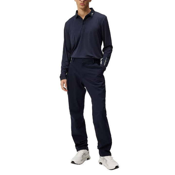 J.Lindeberg Tour Tech Longsleeve Golf Polo Navy Melange - SS24