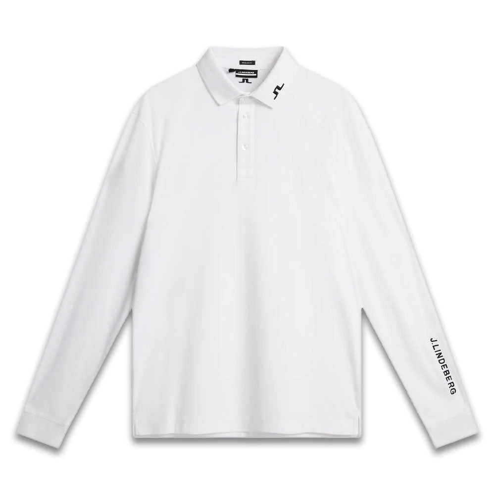 J.Lindeberg Tour Tech Longsleeve Golf Polo White - SS24 Men – Golfio