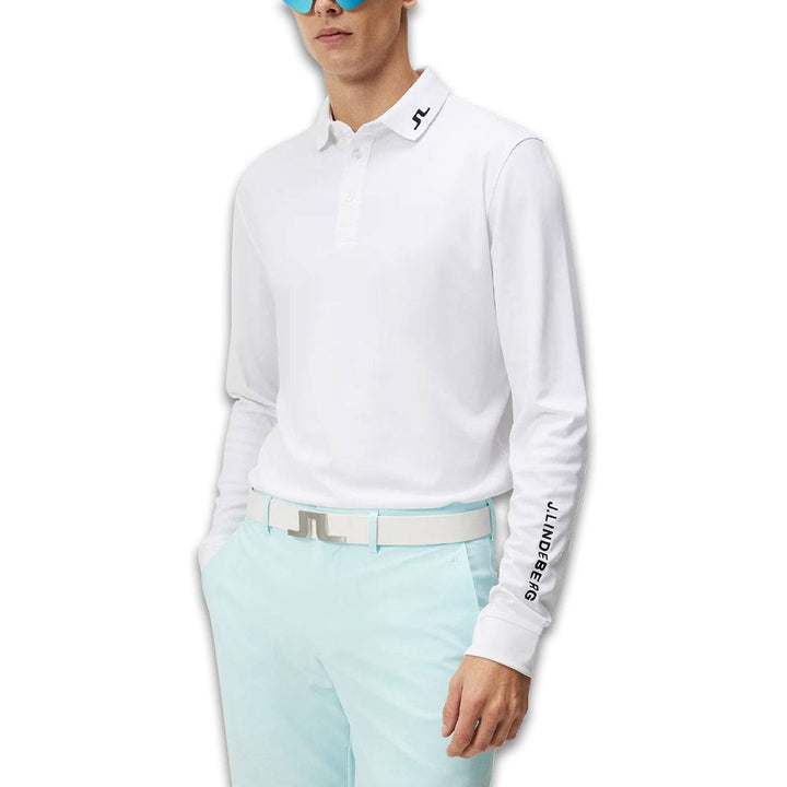 J.Lindeberg Tour Tech Longsleeve Golf Polo White - SS24